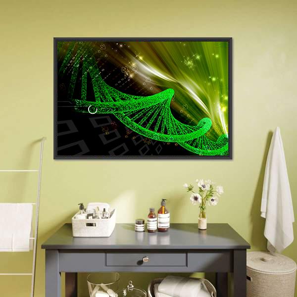 Illustration Of DNA Structure Canvas Wall Art-1 Piece-Floating Frame-24" x 16"-Tiaracle