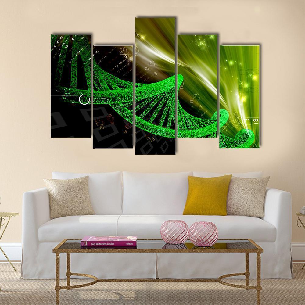 Illustration Of DNA Structure Canvas Wall Art-5 Pop-Gallery Wrap-47" x 32"-Tiaracle
