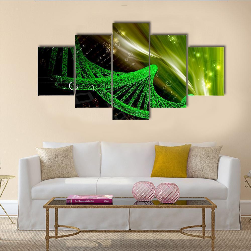 Illustration Of DNA Structure Canvas Wall Art-5 Star-Gallery Wrap-62" x 32"-Tiaracle