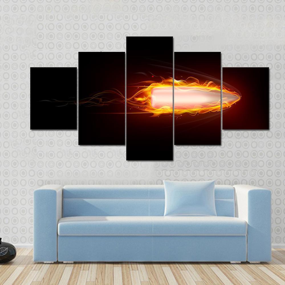 Illustration Of Fiery Bullet Canvas Wall Art-5 Pop-Gallery Wrap-47" x 32"-Tiaracle