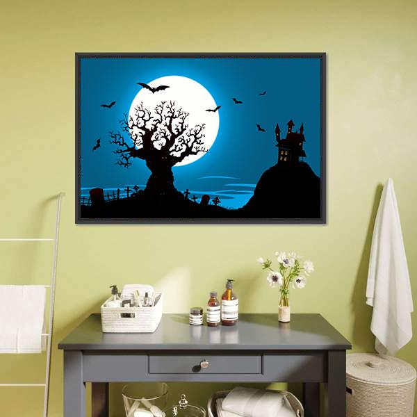 Illustration Of Halloween Canvas Wall Art-1 Piece-Floating Frame-36" x 24"-Tiaracle