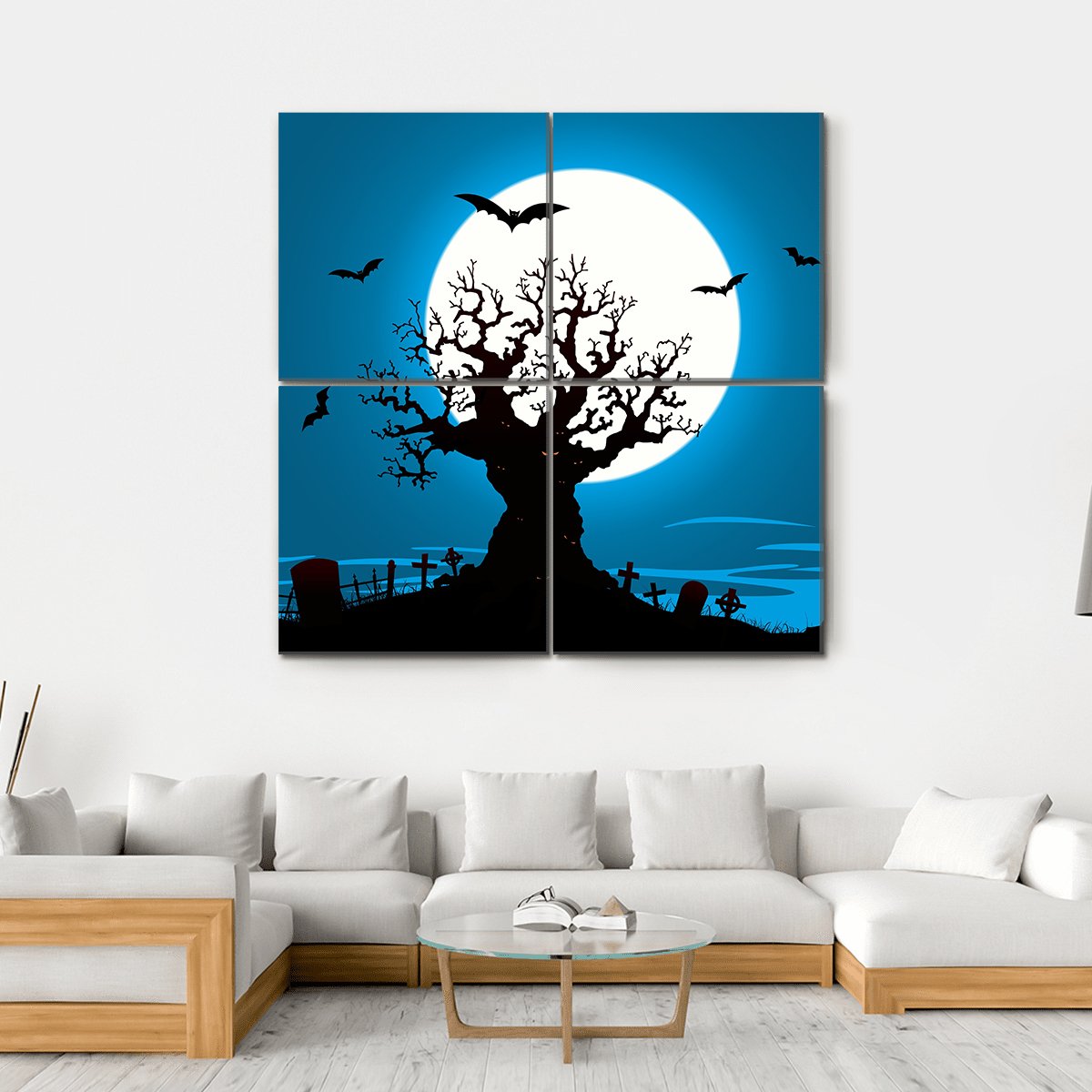 Illustration Of Halloween Canvas Wall Art-4 Square-Gallery Wrap-17" x 17"-Tiaracle