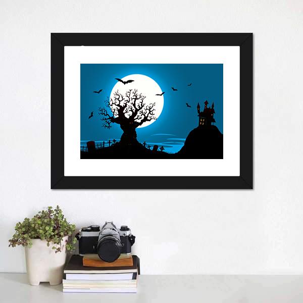 Illustration Of Halloween Canvas Wall Art-1 Piece-Framed Print-20" x 16"-Tiaracle