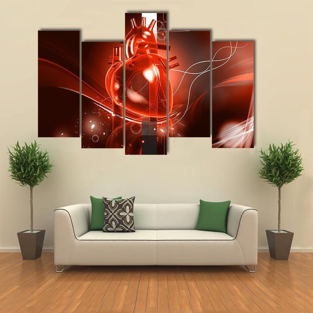 Illustration Of Heart Canvas Wall Art-5 Pop-Gallery Wrap-47" x 32"-Tiaracle