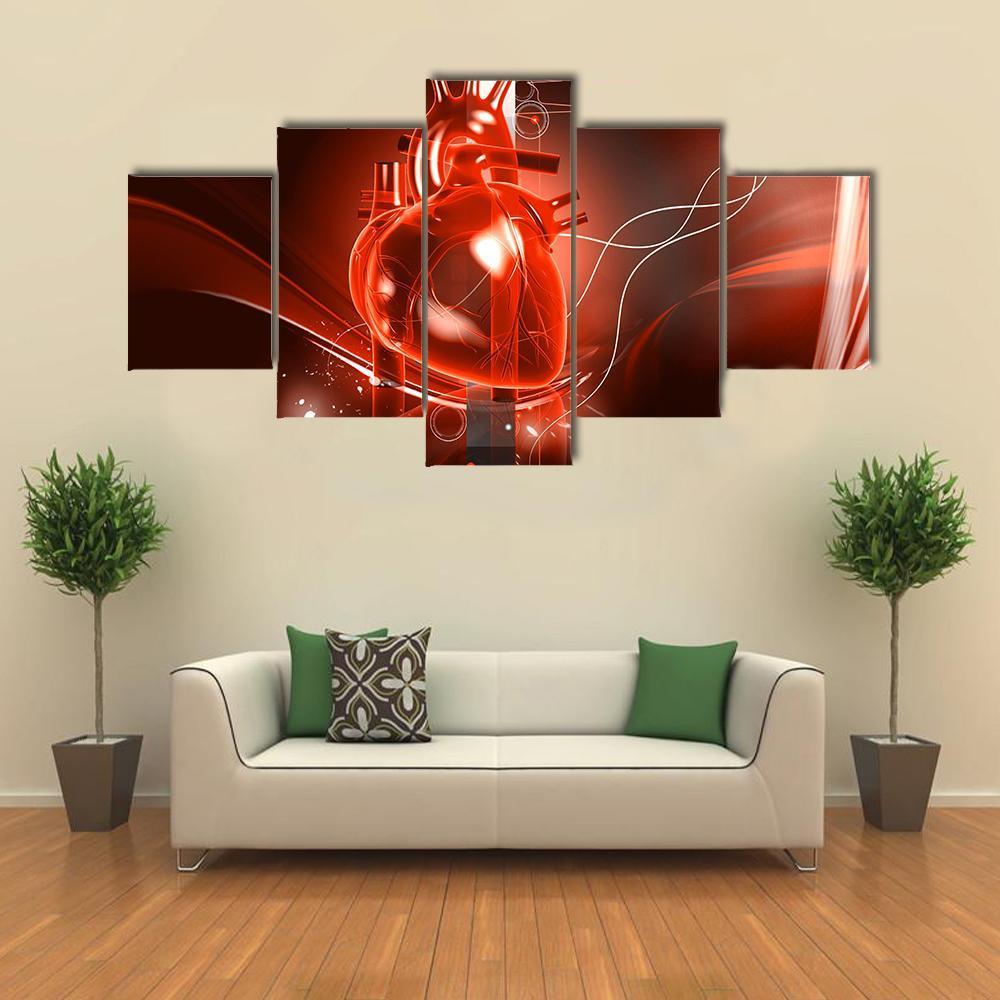 Illustration Of Heart Canvas Wall Art-5 Pop-Gallery Wrap-47" x 32"-Tiaracle