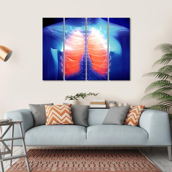 Illustration Of Human Lungs Canvas Wall Art-1 Piece-Gallery Wrap-36" x 24"-Tiaracle