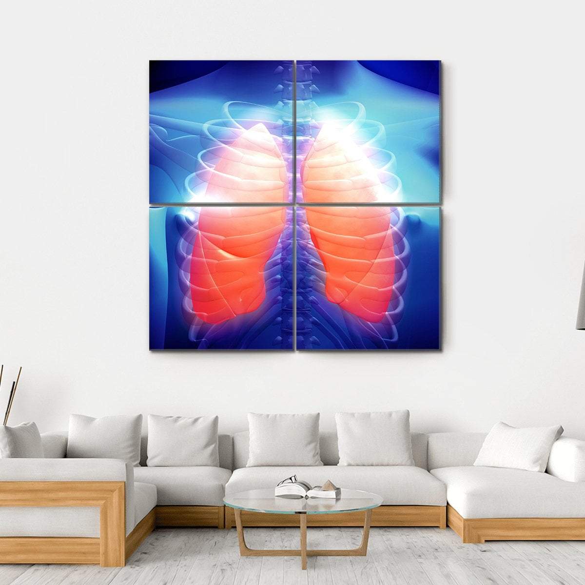 Illustration Of Human Lungs Canvas Wall Art-4 Square-Gallery Wrap-17" x 17"-Tiaracle