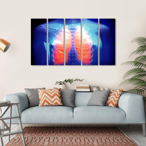 Illustration Of Human Lungs Canvas Wall Art-5 Horizontal-Gallery Wrap-22" x 12"-Tiaracle