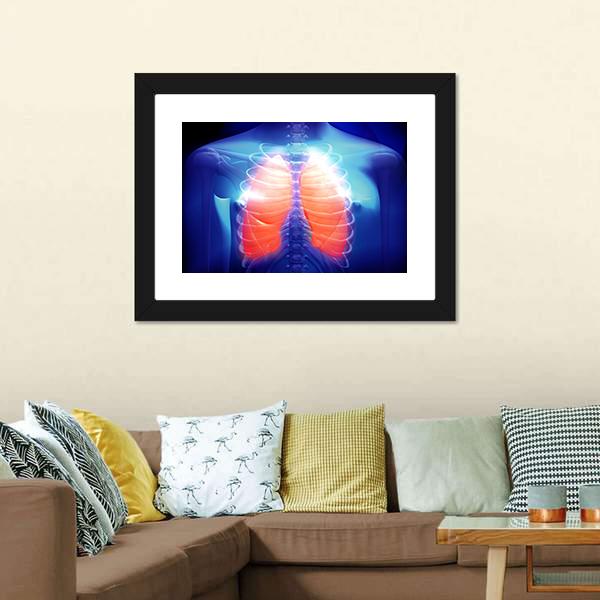 Illustration Of Human Lungs Canvas Wall Art-5 Horizontal-Gallery Wrap-22" x 12"-Tiaracle