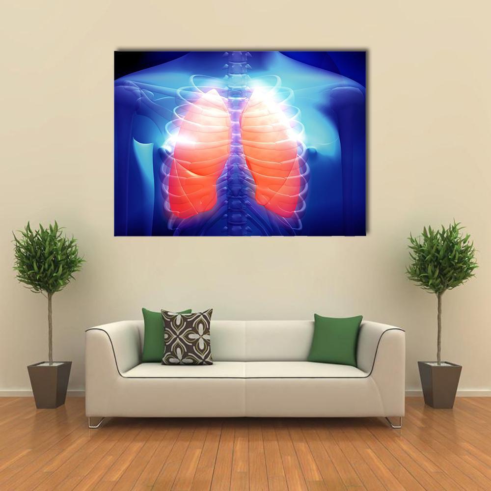 Illustration Of Human Lungs Canvas Wall Art-1 Piece-Gallery Wrap-48" x 32"-Tiaracle
