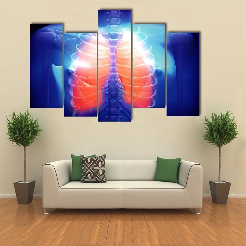 Illustration Of Human Lungs Canvas Wall Art-5 Pop-Gallery Wrap-47" x 32"-Tiaracle