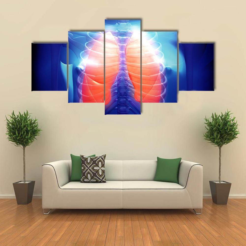Illustration Of Human Lungs Canvas Wall Art-5 Star-Gallery Wrap-62" x 32"-Tiaracle