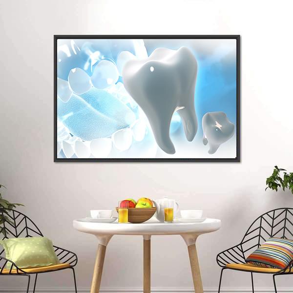 Illustration Of Teeth Canvas Wall Art-1 Piece-Floating Frame-24" x 16"-Tiaracle