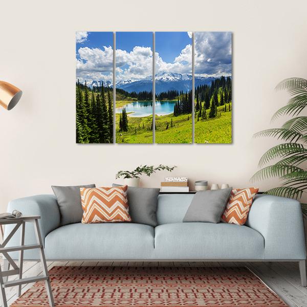 Image Lake &amp; Glacier Peak Canvas Wall Art-4 Horizontal-Gallery Wrap-34" x 24"-Tiaracle