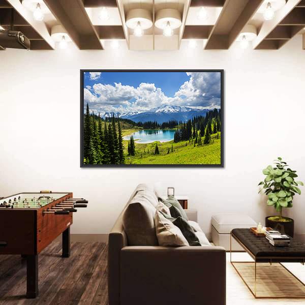 Image Lake & Glacier Peak Canvas Wall Art-5 Horizontal-Gallery Wrap-22" x 12"-Tiaracle