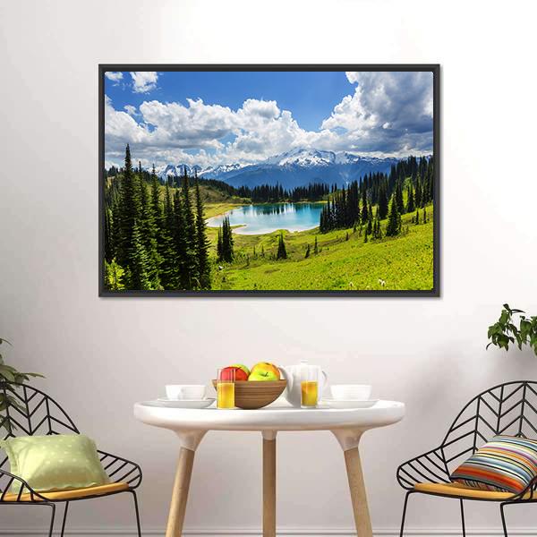 Image Lake & Glacier Peak Canvas Wall Art-3 Horizontal-Gallery Wrap-25" x 16"-Tiaracle