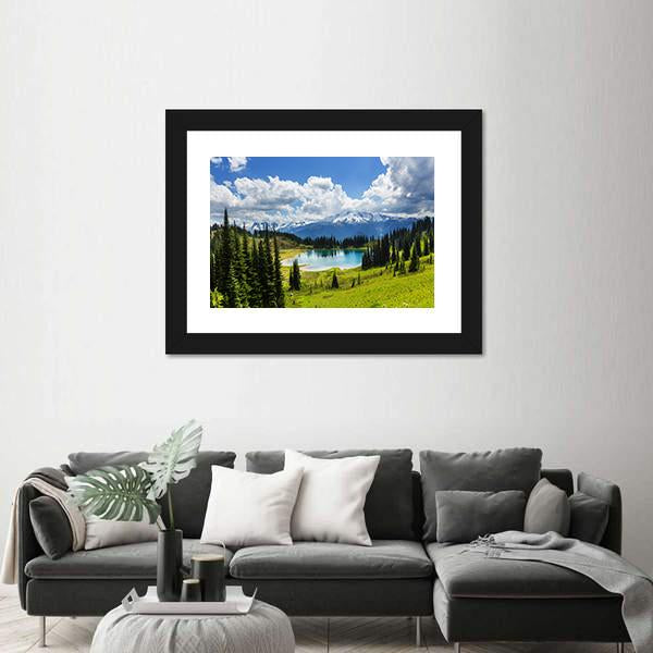 Image Lake & Glacier Peak Canvas Wall Art-5 Horizontal-Gallery Wrap-22" x 12"-Tiaracle