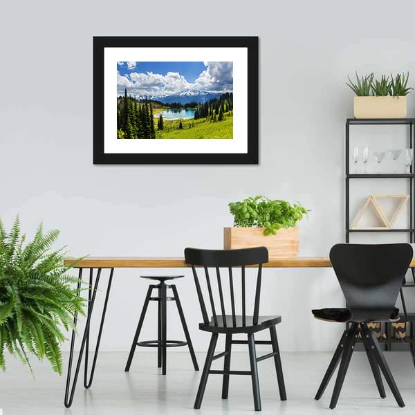 Image Lake & Glacier Peak Canvas Wall Art-3 Horizontal-Gallery Wrap-25" x 16"-Tiaracle