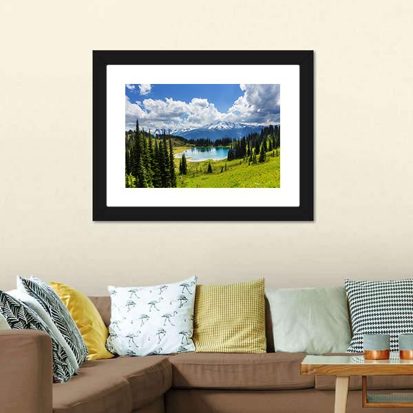 Image Lake & Glacier Peak Canvas Wall Art-3 Horizontal-Gallery Wrap-25" x 16"-Tiaracle