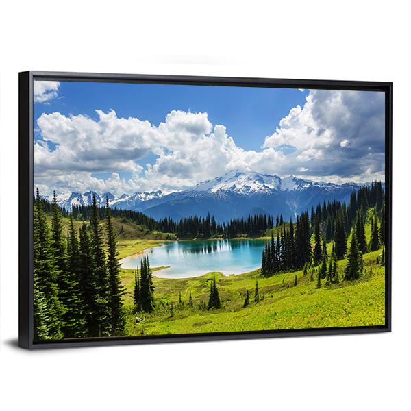 Image Lake & Glacier Peak Canvas Wall Art-5 Horizontal-Gallery Wrap-22" x 12"-Tiaracle