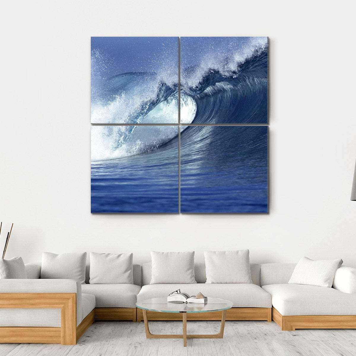 Wave In Ocean Fiji Canvas Wall Art-4 Square-Gallery Wrap-17" x 17"-Tiaracle