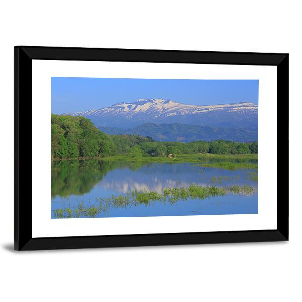Imperial Lake & Volcano Canvas Wall Art-3 Horizontal-Gallery Wrap-25" x 16"-Tiaracle