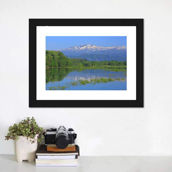 Imperial Lake &amp; Volcano Canvas Wall Art-1 Piece-Framed Print-20" x 16"-Tiaracle
