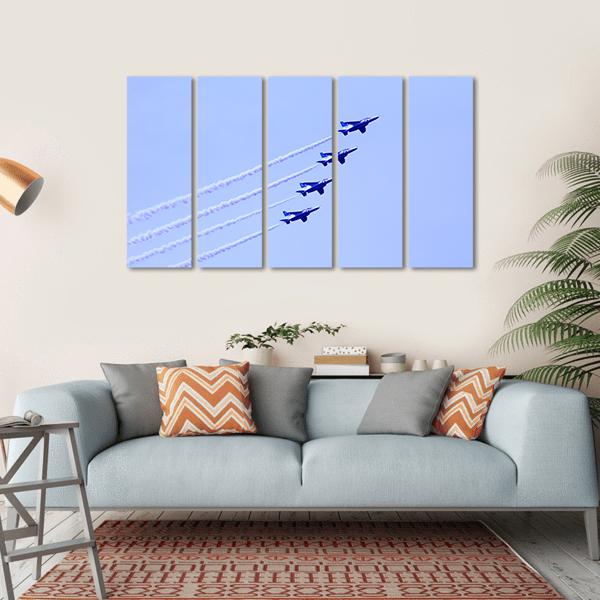 Impulse Formation Flying Canvas Wall Art-5 Horizontal-Gallery Wrap-22" x 12"-Tiaracle
