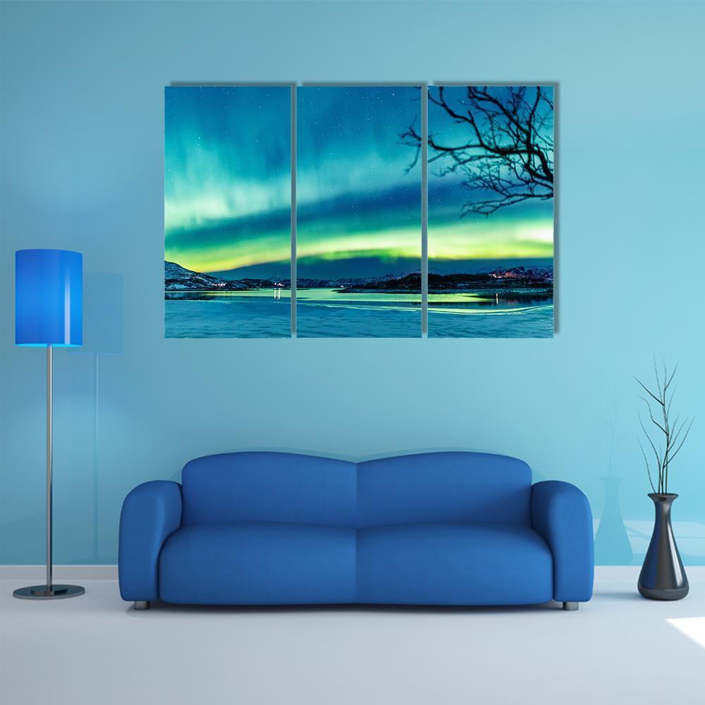 Incredible Northern Lights Canvas Wall Art-3 Horizontal-Gallery Wrap-37" x 24"-Tiaracle