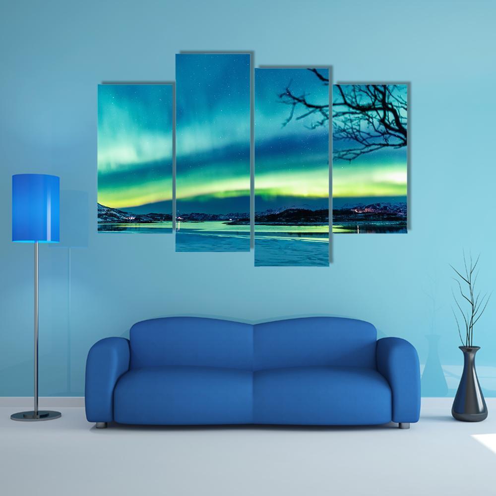 Incredible Northern Lights Canvas Wall Art-4 Pop-Gallery Wrap-50" x 32"-Tiaracle