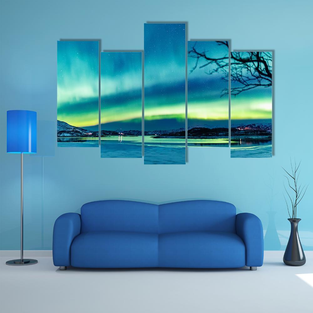 Incredible Northern Lights Canvas Wall Art-5 Pop-Gallery Wrap-47" x 32"-Tiaracle