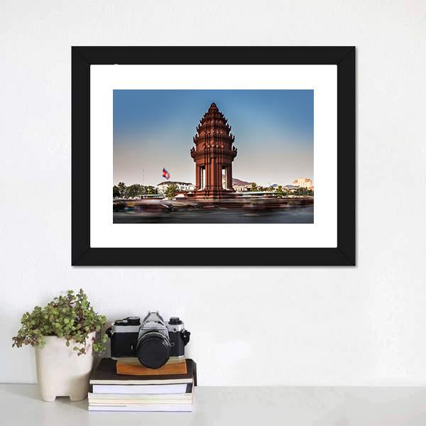 Independence Monument Cambodia Canvas Wall Art-1 Piece-Framed Print-20" x 16"-Tiaracle