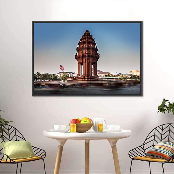 Independence Monument Cambodia Canvas Wall Art-3 Horizontal-Gallery Wrap-25" x 16"-Tiaracle