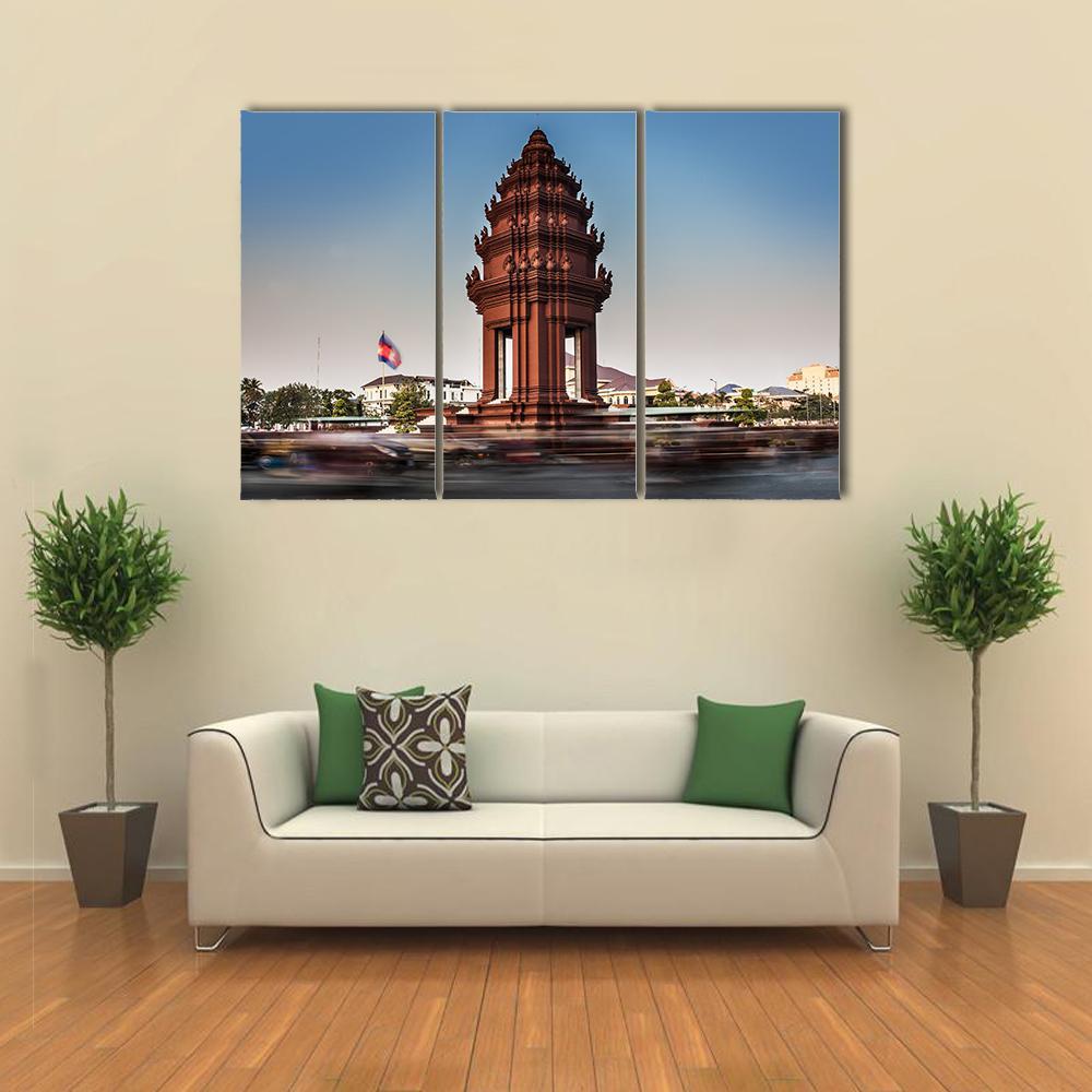 Independence Monument Cambodia Canvas Wall Art-3 Horizontal-Gallery Wrap-37" x 24"-Tiaracle