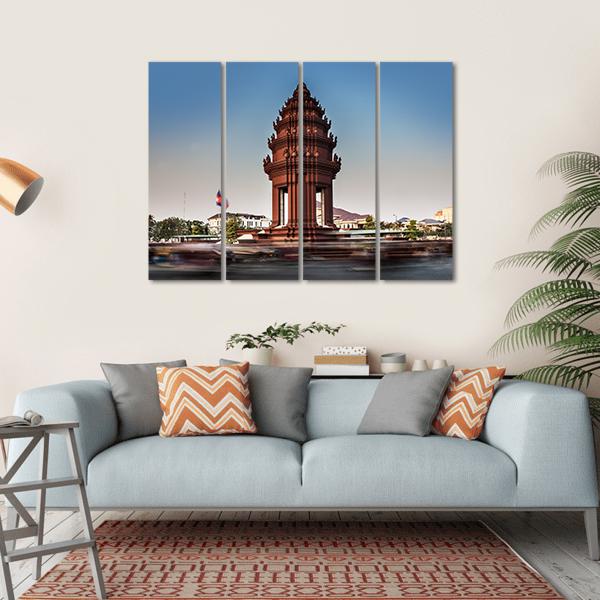 Independence Monument Cambodia Canvas Wall Art-4 Horizontal-Gallery Wrap-34" x 24"-Tiaracle