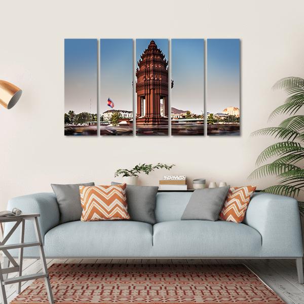 Independence Monument Cambodia Canvas Wall Art-5 Horizontal-Gallery Wrap-22" x 12"-Tiaracle