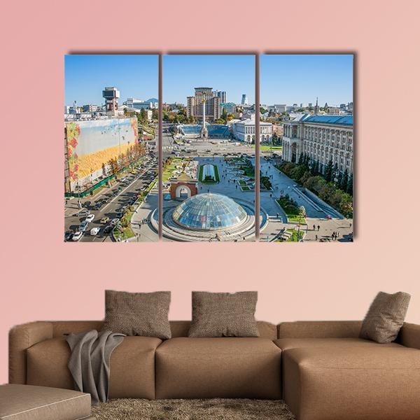 Independence Square Ukraine Canvas Wall Art-3 Horizontal-Gallery Wrap-25" x 16"-Tiaracle
