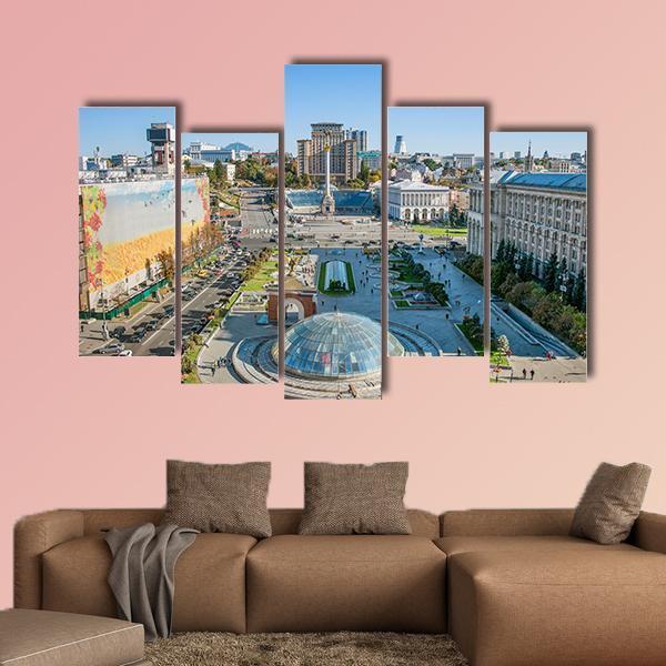 Independence Square Ukraine Canvas Wall Art-5 Pop-Gallery Wrap-47" x 32"-Tiaracle