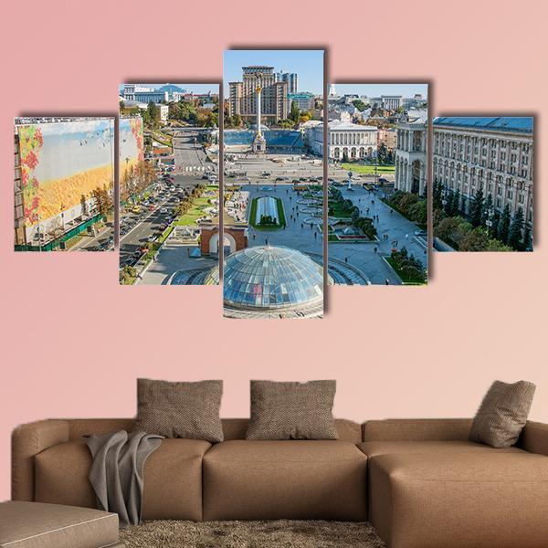Independence Square Ukraine Canvas Wall Art-5 Star-Gallery Wrap-62" x 32"-Tiaracle