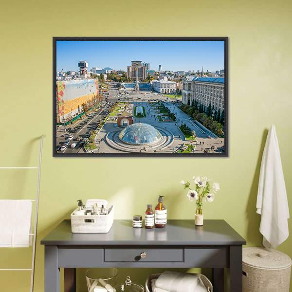 Independence Square Ukraine Canvas Wall Art-1 Piece-Floating Frame-24" x 16"-Tiaracle