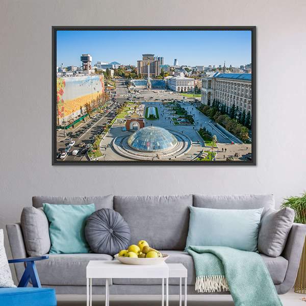 Independence Square Ukraine Canvas Wall Art-3 Horizontal-Gallery Wrap-25" x 16"-Tiaracle