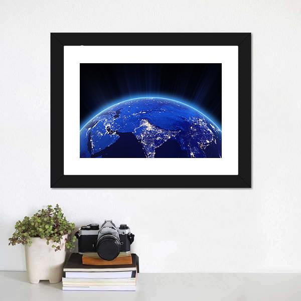 India City Lights At Night Canvas Wall Art-1 Piece-Framed Print-20" x 16"-Tiaracle