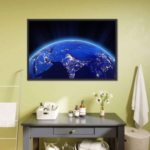 India City Lights At Night Canvas Wall Art-1 Piece-Floating Frame-24" x 16"-Tiaracle