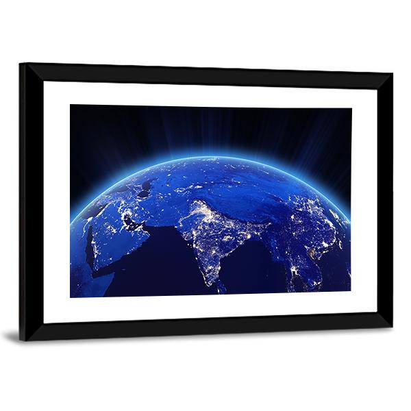 India City Lights At Night Canvas Wall Art-5 Horizontal-Gallery Wrap-22" x 12"-Tiaracle