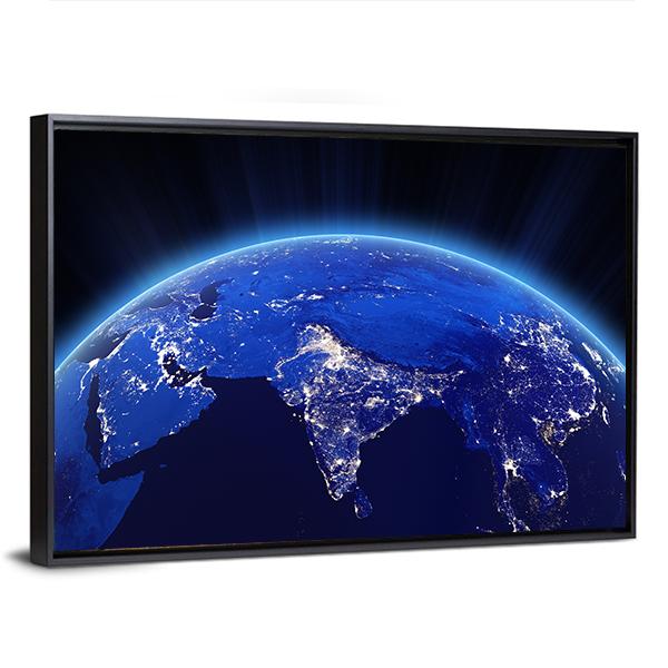 India City Lights At Night Canvas Wall Art-5 Horizontal-Gallery Wrap-22" x 12"-Tiaracle