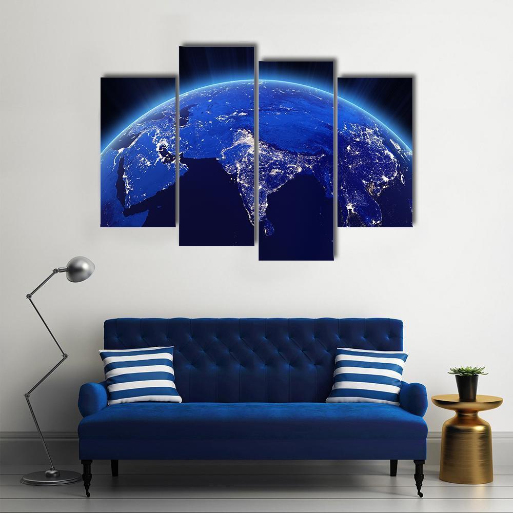 India City Lights At Night Canvas Wall Art-4 Pop-Gallery Wrap-50" x 32"-Tiaracle