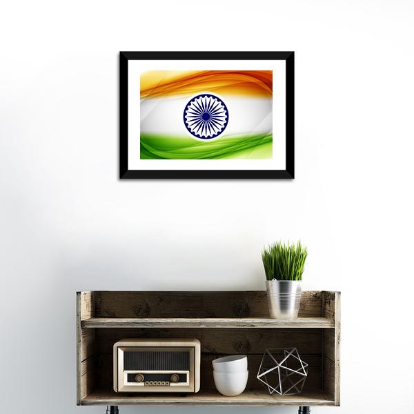 Indian Flag Canvas Wall Art-1 Piece-Framed Print-20&quot; x 16&quot;-Tiaracle