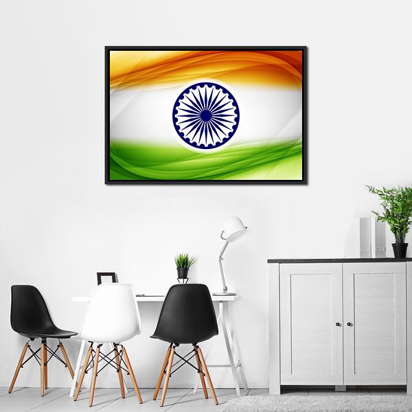 Indian Flag Canvas Wall Art-3 Horizontal-Gallery Wrap-25&quot; x 16&quot;-Tiaracle
