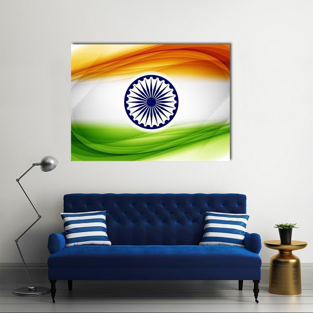 Indian Flag Canvas Wall Art-5 Horizontal-Gallery Wrap-22" x 12"-Tiaracle