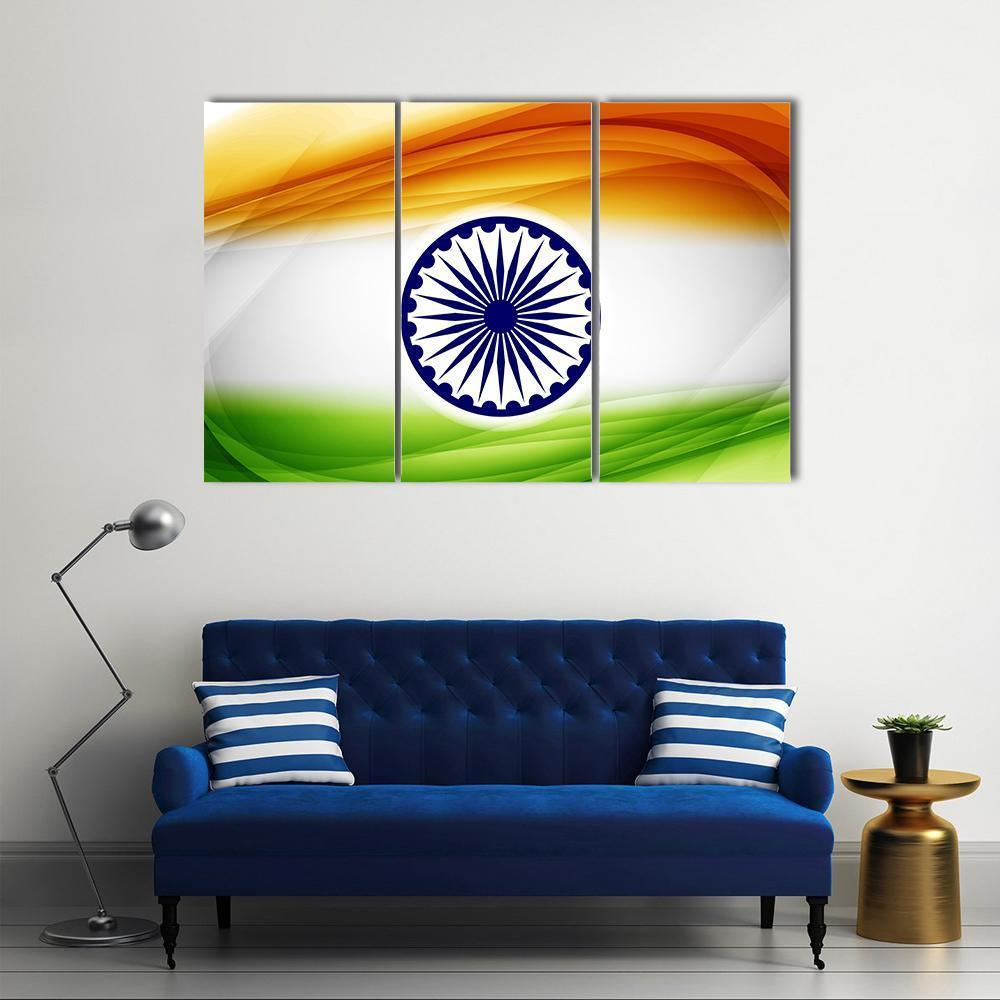 Indian Flag Canvas Wall Art-3 Horizontal-Gallery Wrap-37&quot; x 24&quot;-Tiaracle